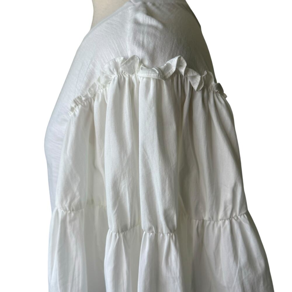 CINQ A SEPT Hailey Ruffle Short Sleeve Top in White Size Small 100% Cotton - Picture 8 of 12
